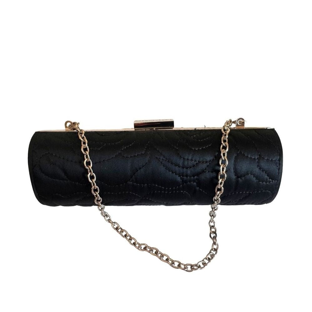 BCBGMAXAZRIA - Quilted Satin Cylinder Clutch with Chain
